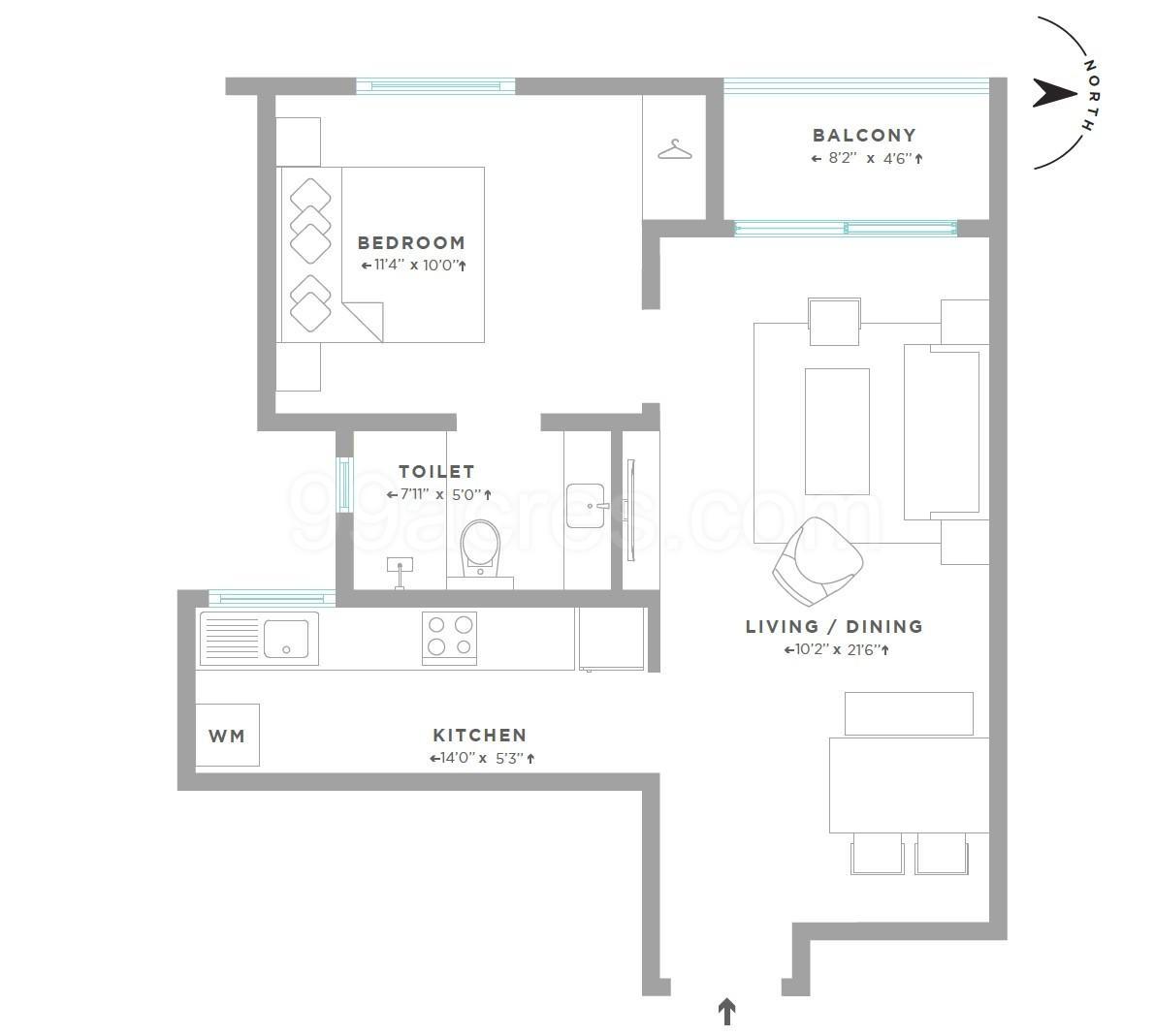 1 Bhk Apartment Flat For Sale In Assetz Here And Now Thanisandra Bangalore North 680 Sq Ft 10th Floor Out Of 13