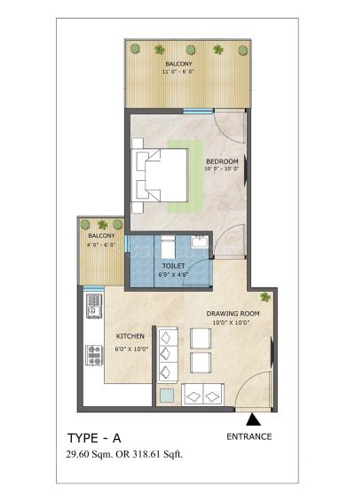 1 Bhk Apartment Flat For Sale In Adore Happy Homes Pride Sector 75 Faridabad 500 Sq Ft 8th Floor Out Of 14
