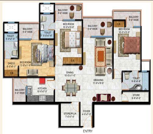 3 Bhk Apartment Flat For Sale In Kingswood Court Crossing Republik Ghaziabad 1898 Sq Ft 15th Floor Out Of 16