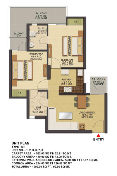 2 Bhk Apartment Flat For Sale In Ska Greenarch Sector 16 B Gr Noida Greater Noida 1000 Sq Ft 23rd Floor Out Of 31
